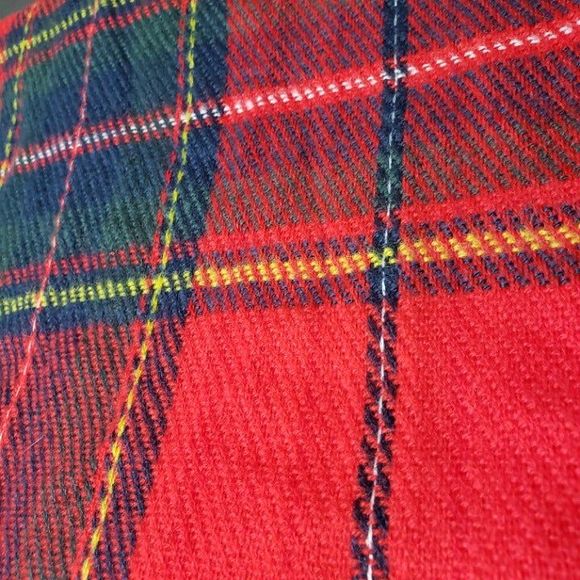 Bright Red Tartan Plaid Long Soft Neck Scarf 24x72 Fringe Fall Cozy - Picture 8 of 8